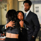 Delilah (Laya DeLeon Hayes) and Mel (Liza Lapira) hug as Detective Marcus Dante (Tory Kittles) is in the background.
